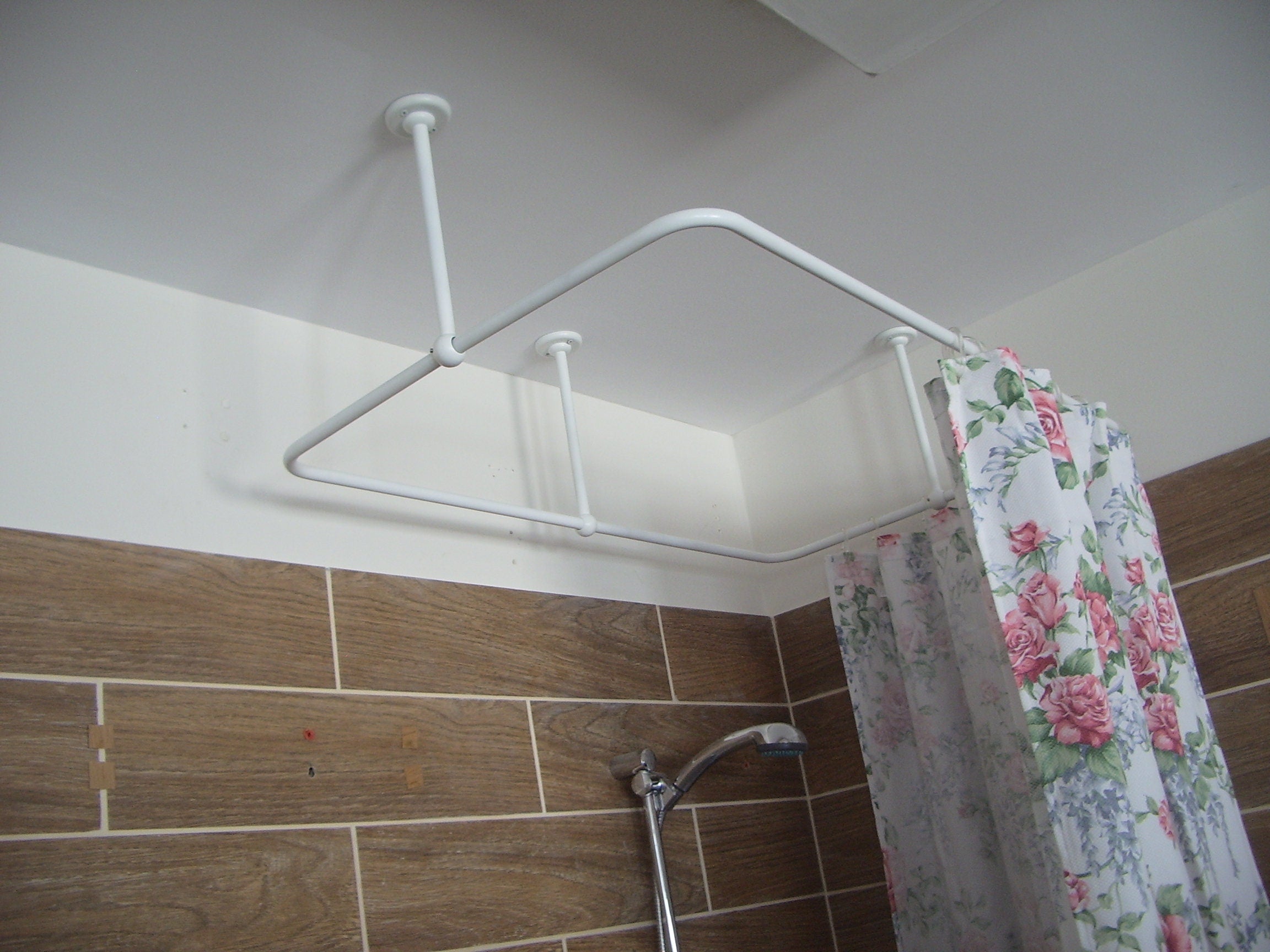 Rectangle Shaped 360 degrees Shower Curtain Rod for Bathroom, Fitting and Dressing room with Ceiling Brackets at Custom Size