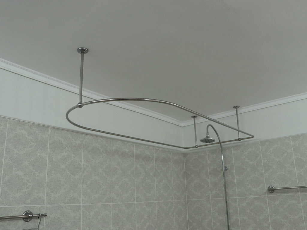 Semi Oval & Square Shaped 360 degrees Shower Curtain Rod for Bathroom, Fitting and Dressing room with Ceiling Brackets at Custom Size