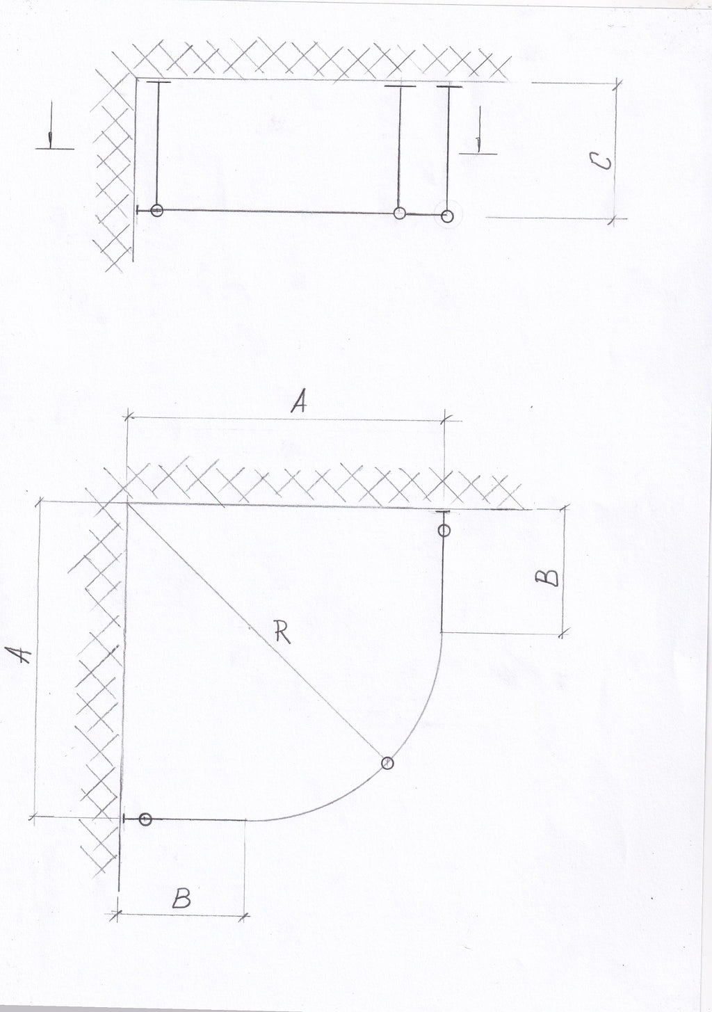 Curved Corner Shower Curtain Rod for Bathroom, Fitting and Dressing rooms, for Ceiling Installation