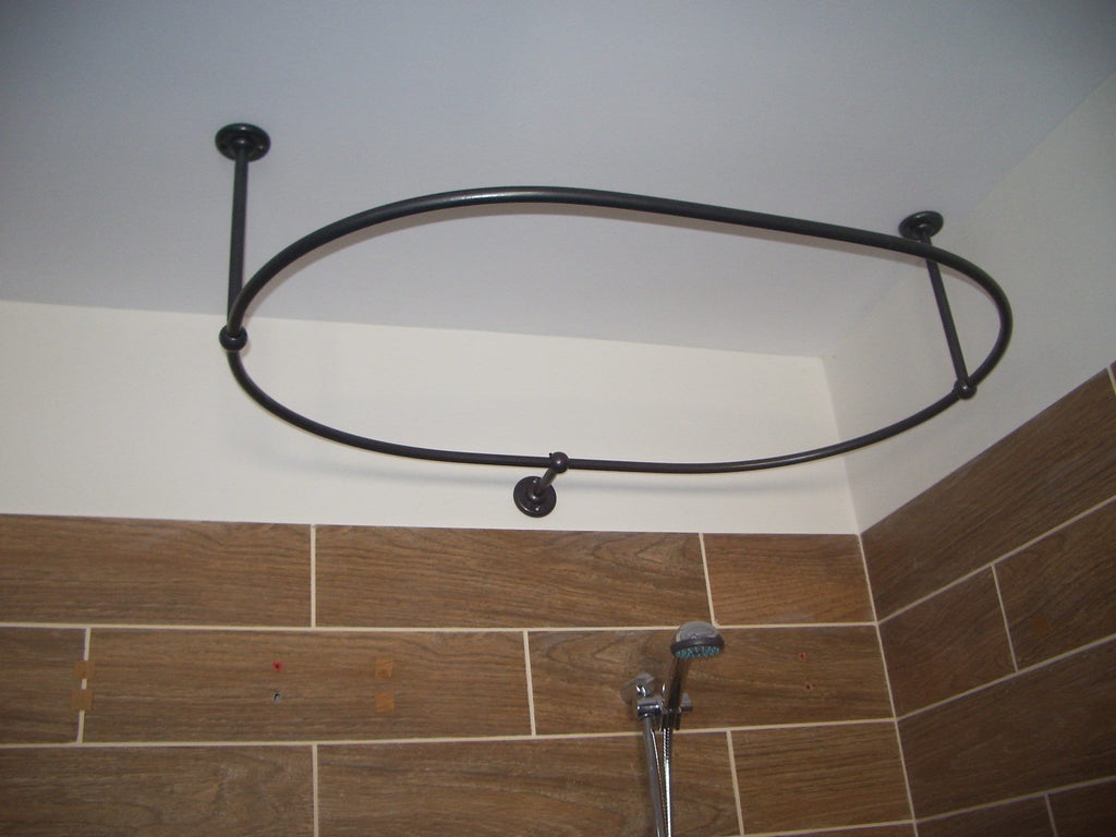 Oval Shaped 360 degrees Shower Curtain Rod for Bathroom, Fitting and Dressing room with Ceiling & Wall Brackets at Custom Size