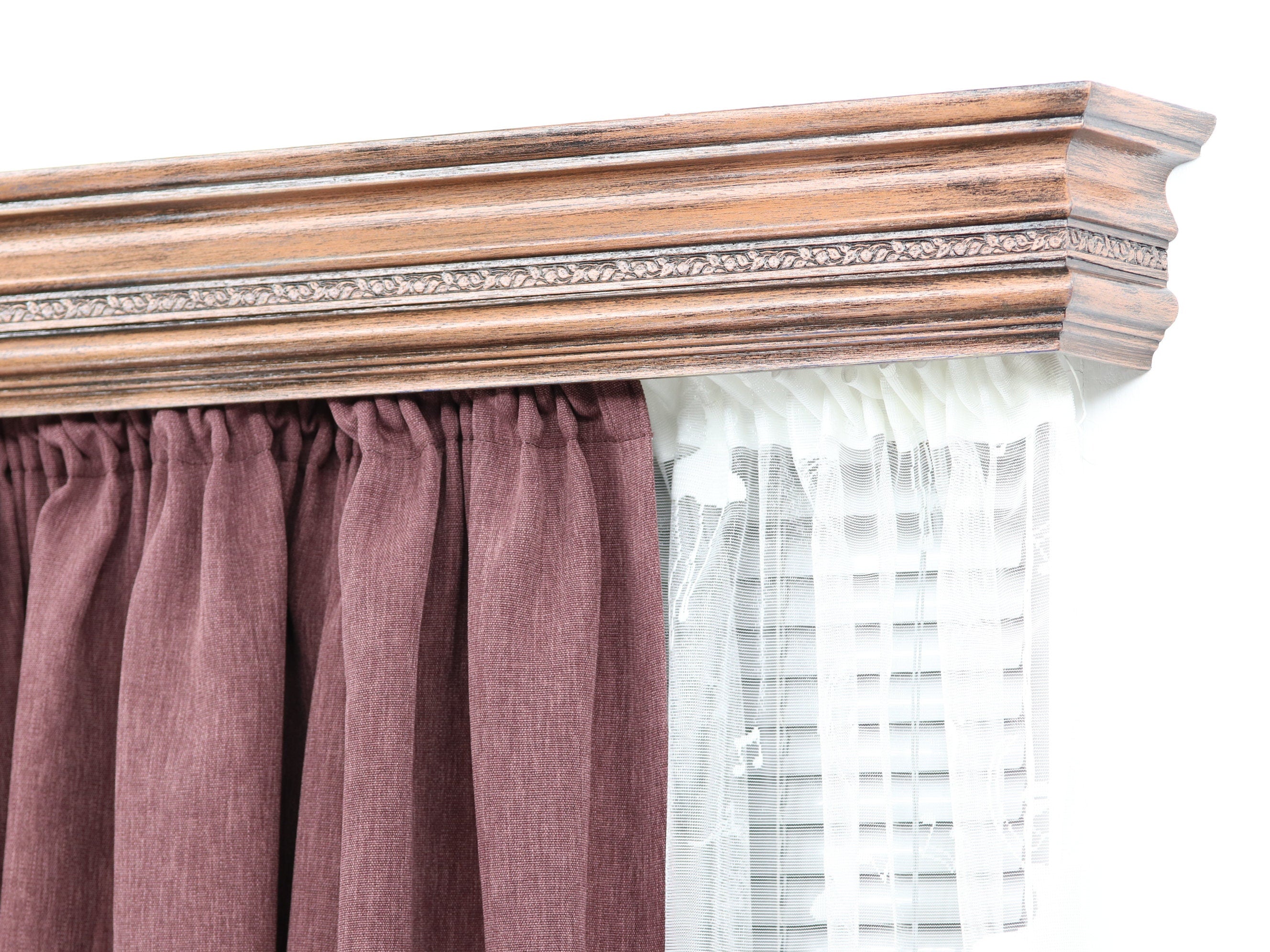 Double Window Cornice & Rail, Wooden Window Valance with Rail, Farmhouse Cornice, Cornice Board, Wall Montage, Many Antique Colors