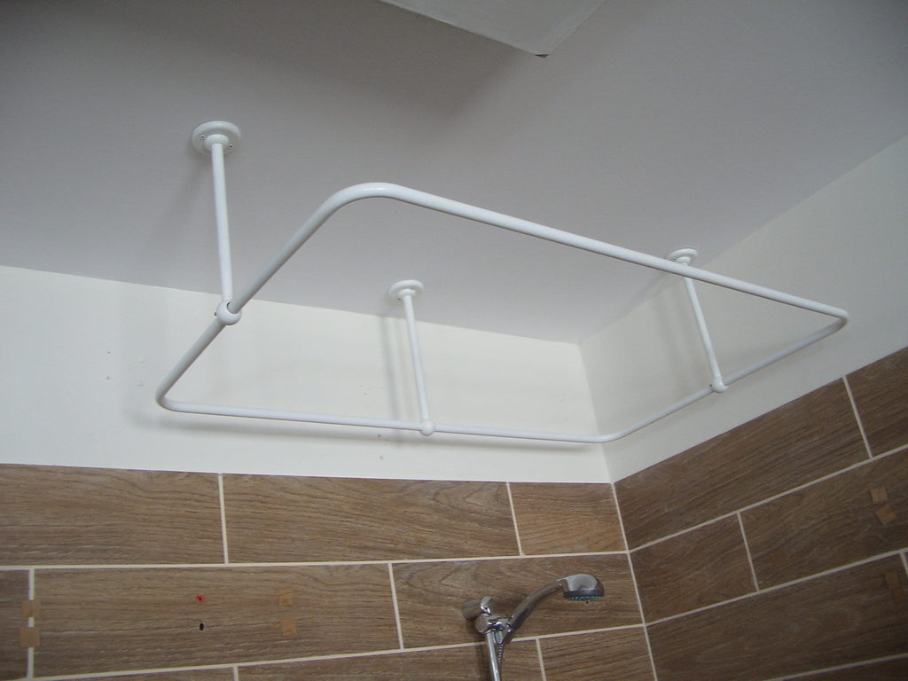 Rectangle Shaped 360 degrees Shower Curtain Rod for Bathroom, Fitting and Dressing room with Ceiling Brackets at Custom Size