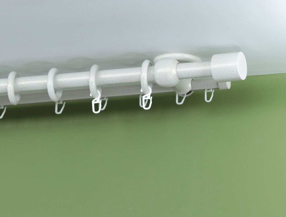 Double Curtain Rod & Rail with Different Pipes for Window, Steel Rings and Hooks, Rollers, Double Short Ceiling Brackets and Cylinder Ends