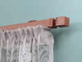 Single Wooden Window Rail, Veneered MDF OAK Profile and Aluminum Rail with Hook Rollers, Wall Brackets, Cube Ends and Metallic Color Finish