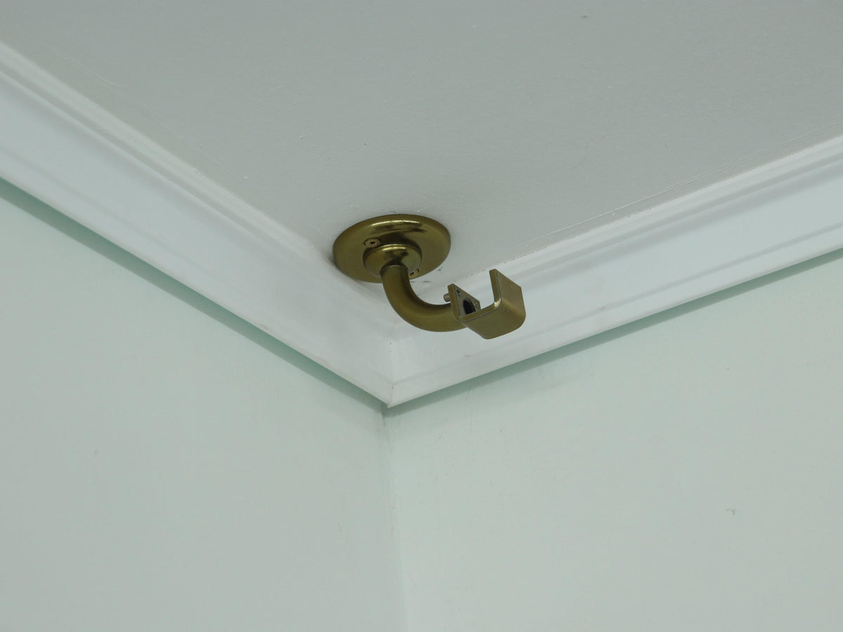 Removable Single Curtain Rod for Window, Curved Ceiling Brackets and Plug Ends