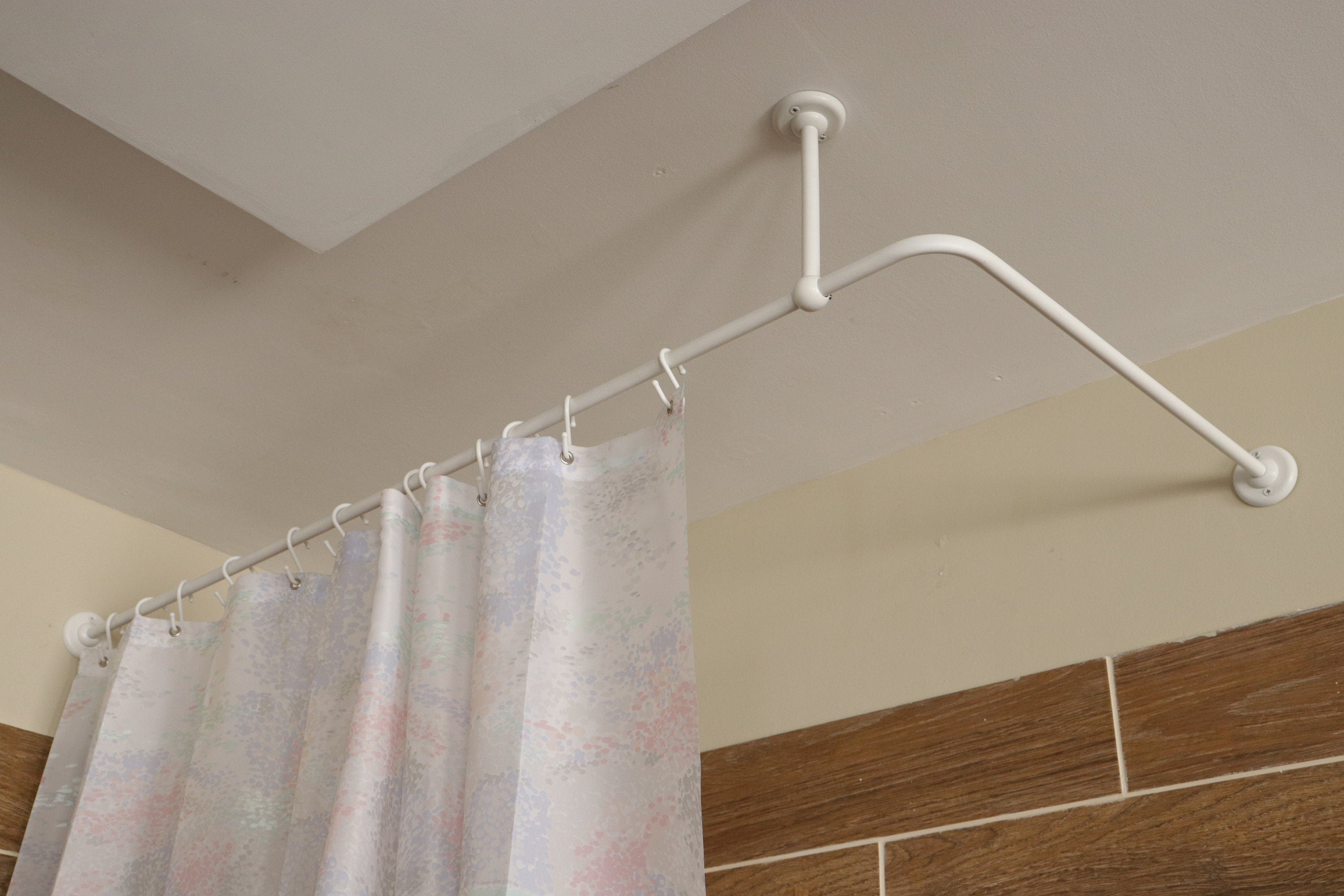 L- Shaped Corner Shower Curtain Rod for Bathroom, Fitting and Dressing room for Wall & Ceiling Installation with Custom Size