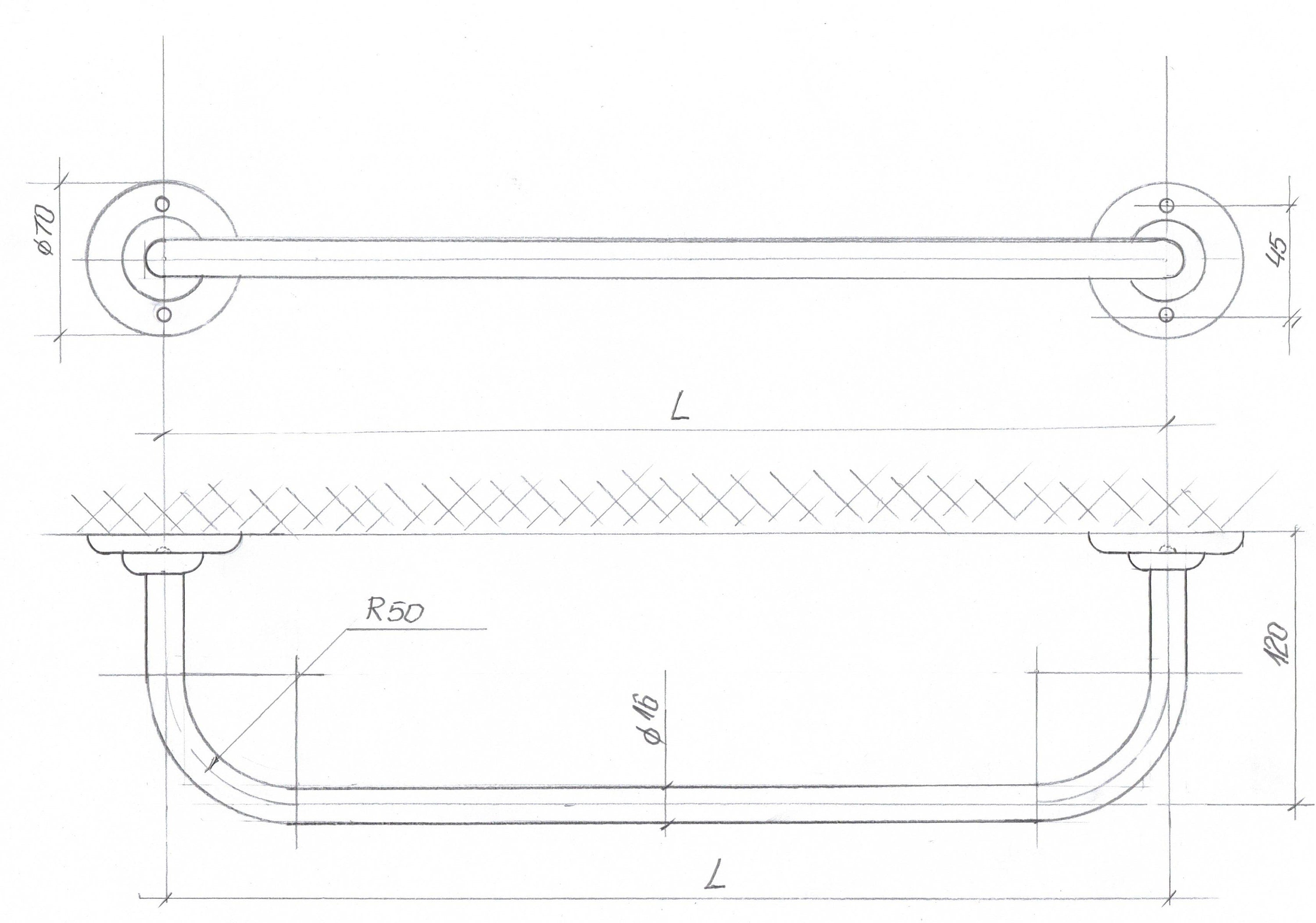 U Shaped Shower Towel Rack and Hanger, Single Rod- 16 millimeters thick