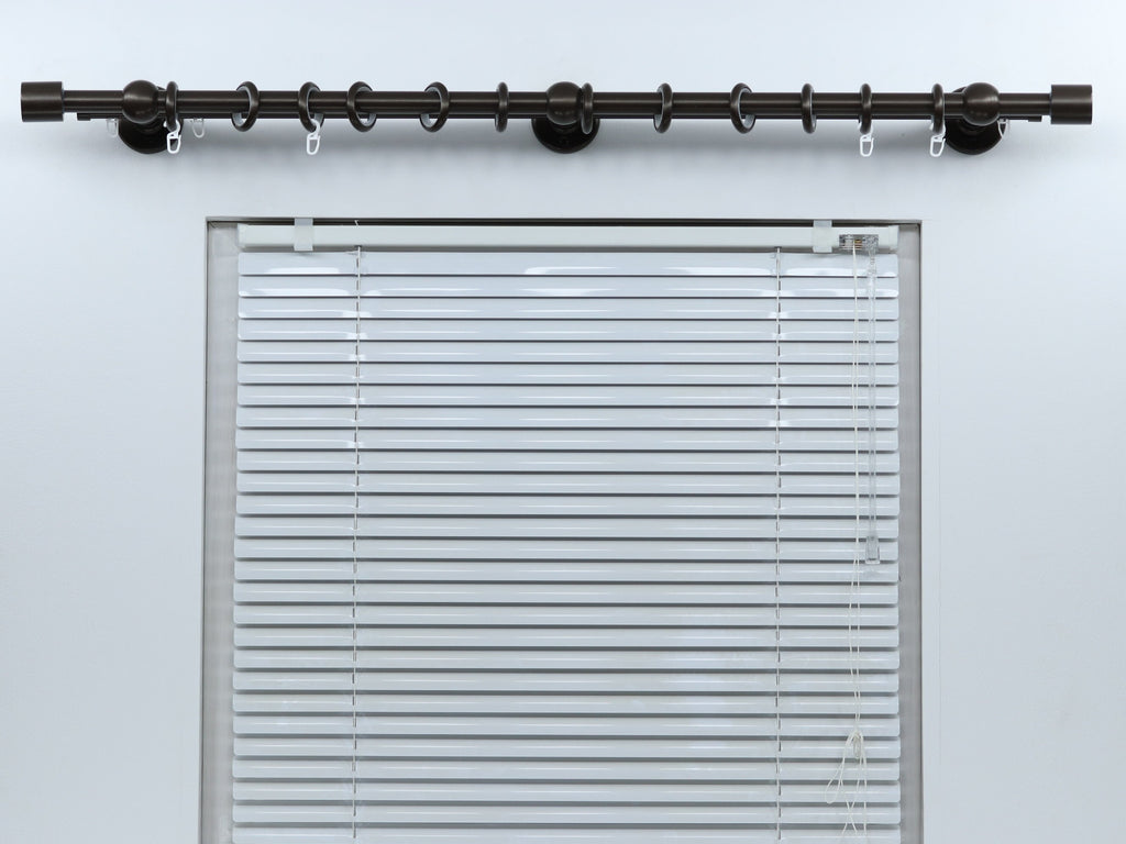 Double Curtain Rod & Rail with Different Pipes for Window, Steel Rings and Hooks, Rollers, Double Standard Wall Brackets and Cylinder Ends