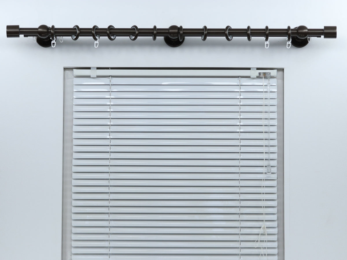 Double Curtain Rod & Rail with Different Pipes for Window, Steel Rings and Hooks, Rollers, Double Standard Wall Brackets and Cylinder Ends