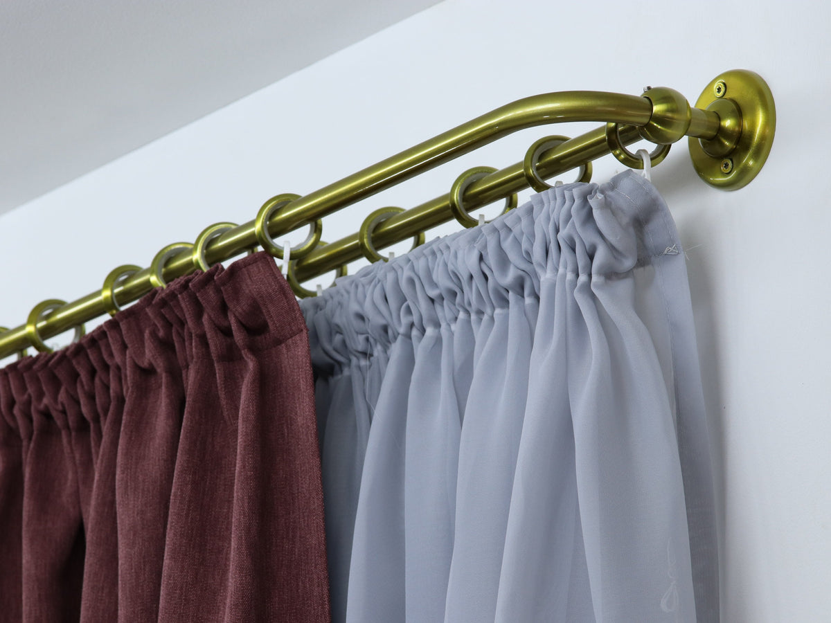 Double Blackout Curtain Rod(16 mm), French Style Finish for Window with Steel Rings Hooks, Wall Mounting