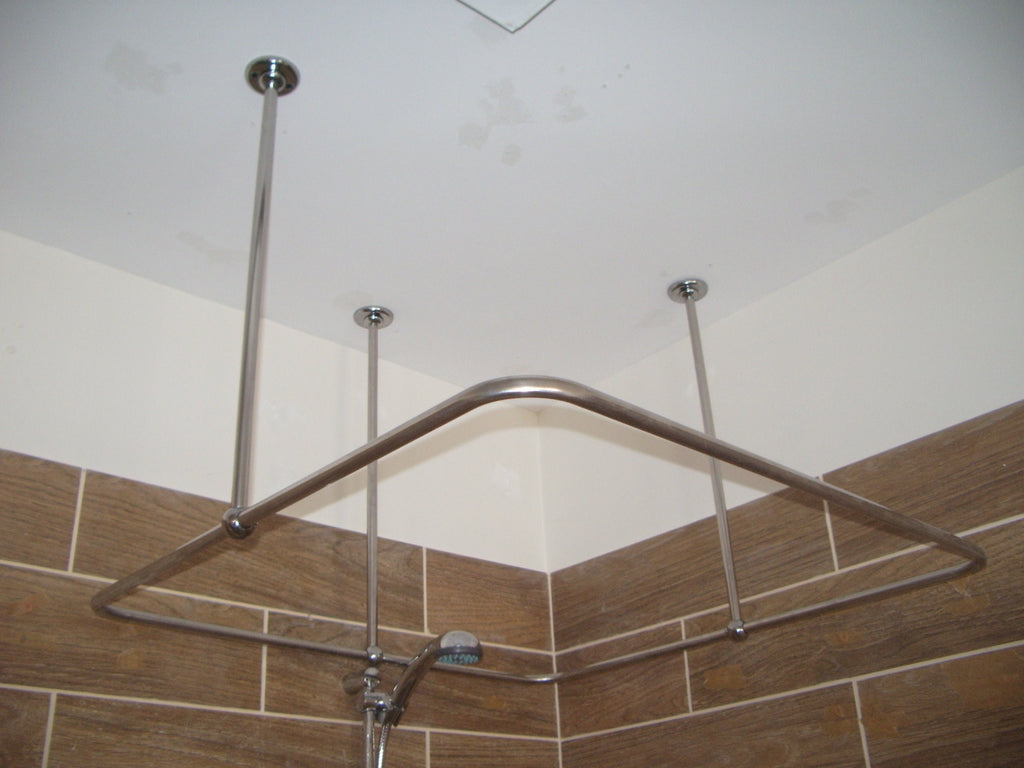Square Shaped 360 degrees Shower Curtain Rod for Bathroom, Fitting and Dressing room with Ceiling Brackets