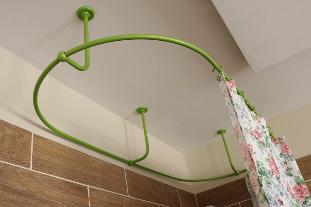 Oval Shaped 360 degrees Shower Curtain Rod for Bathroom, Fitting and Dressing room with Curved Ceiling Brackets at Custom Size