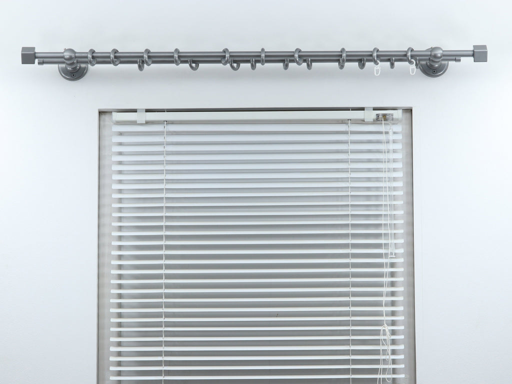Double Curtain Rod for Window with Steel Rings and Hooks, Double Wall Brackets and Cube Ends