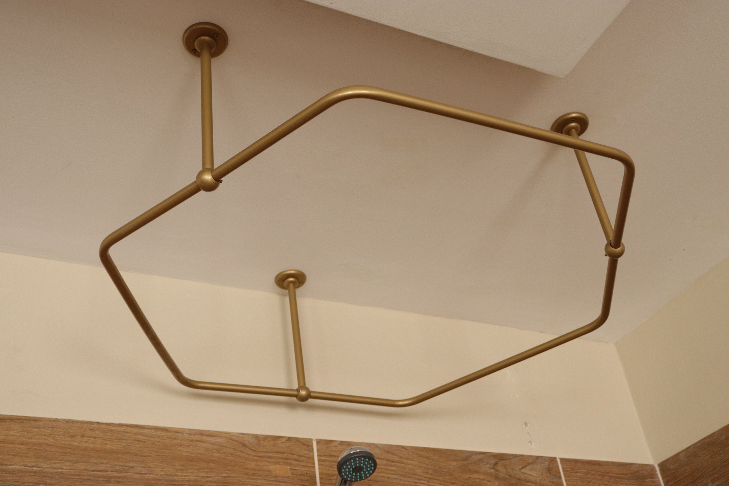 HoneyComb Shaped 360 degrees Curtain Rod for Fitting & Dressing rooms and Bathrooms, with Ceiling Brackets