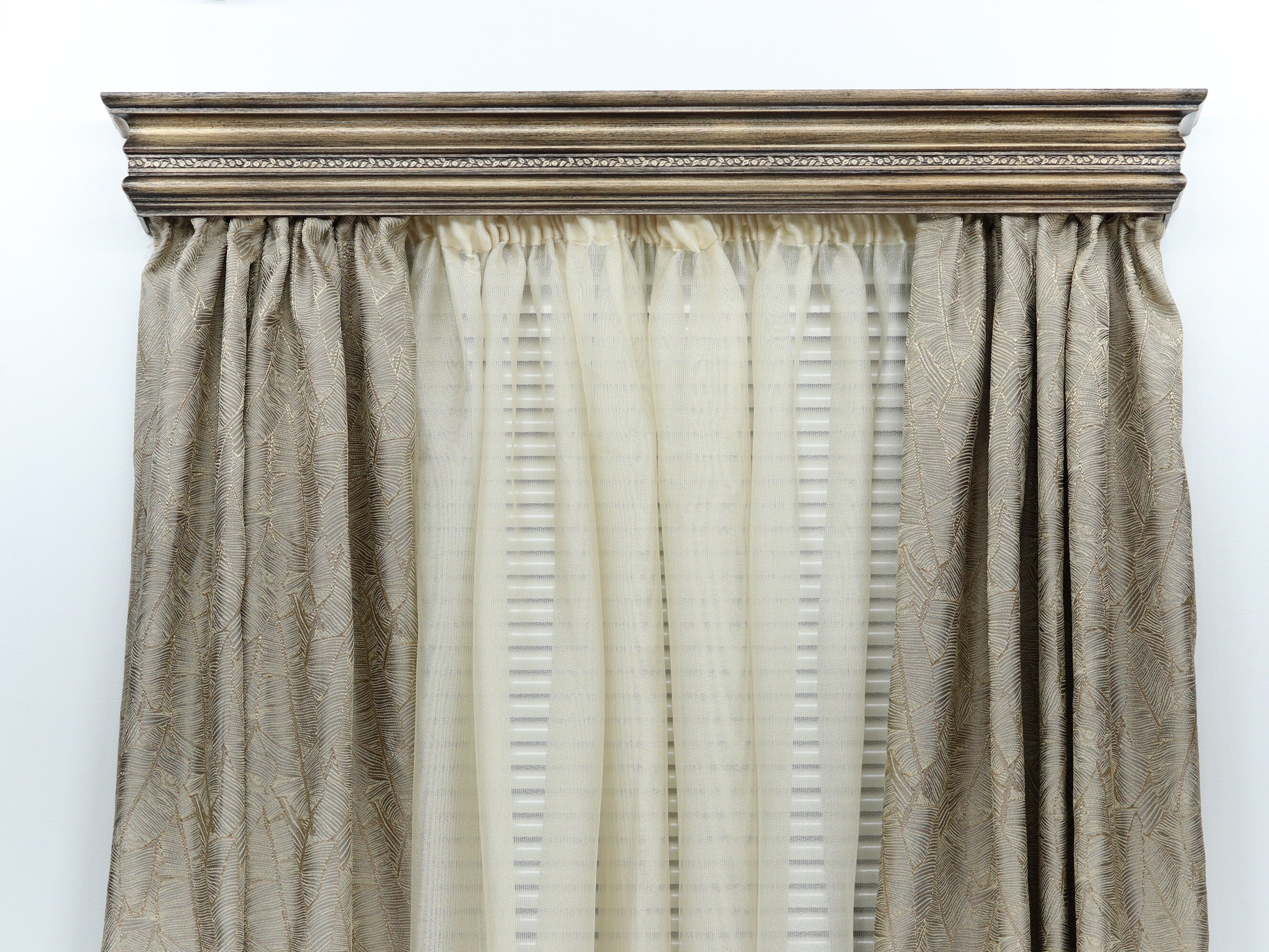 Double Window Cornice & Rail, Wooden Window Valance with Rail, Farmhouse Cornice, Cornice Board, Wall Montage, Many Antique Colors