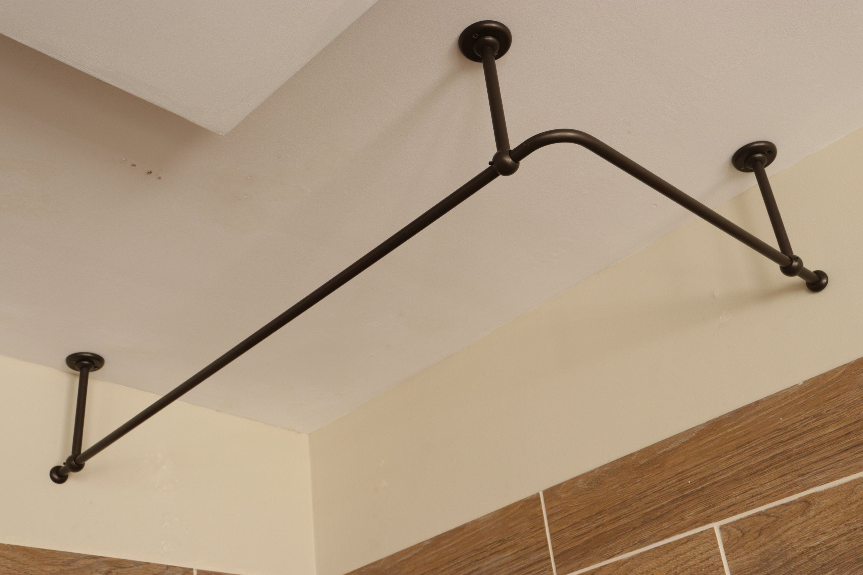 L- Shaped Corner Shower Curtain Rod for Bathroom, Fitting and Dressing room for Ceiling Installation with Custom Size