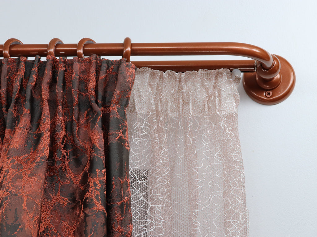 Double Blackout Curtain Rod & Rail Combination French Style Finish for Window, Steel Rings with Hooks and Plastic Rollers, Wall Mounting