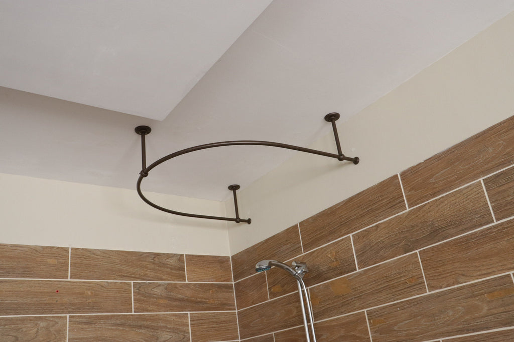 U-Shaped Oval 180 degrees Shower Curtain Rod for Bathroom, Fitting and Dressing room for Ceiling Installation