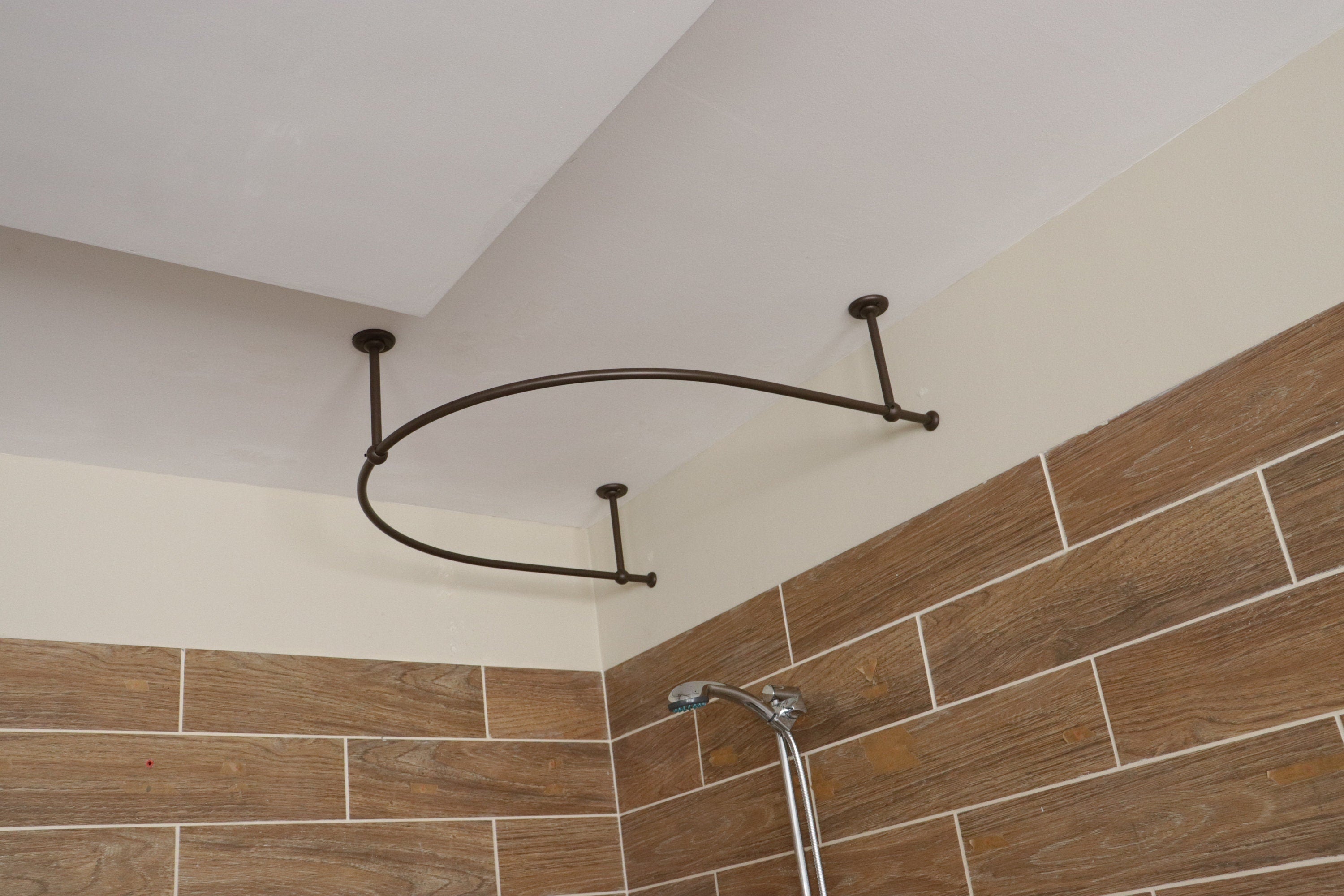 U-Shaped Oval 180 degrees Shower Curtain Rod for Bathroom, Fitting and Dressing room for Ceiling Installation