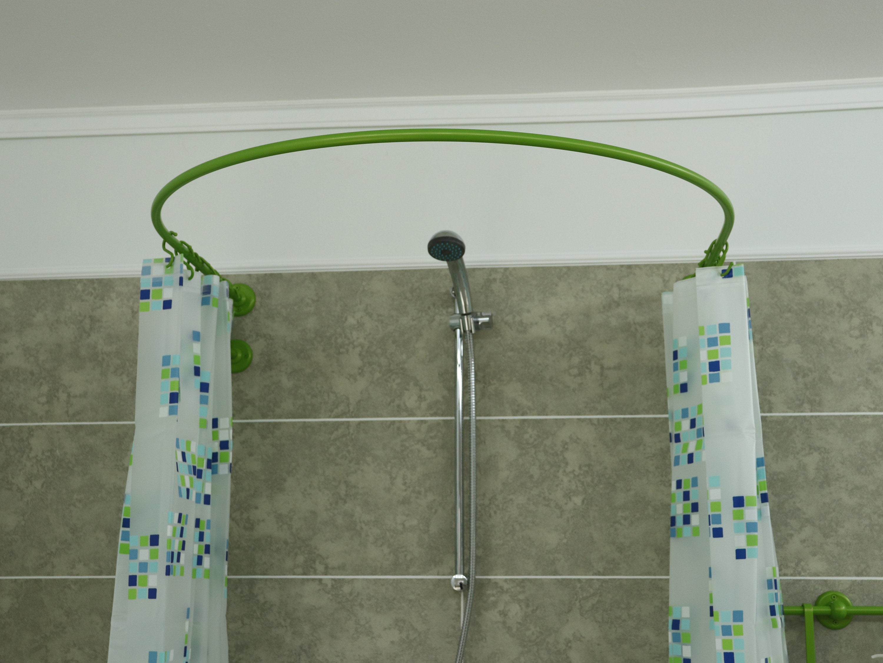 U-Shaped Oval 180 degrees Shower Curtain Rod for Bathroom, Fitting and Dressing room for Wall Mounting