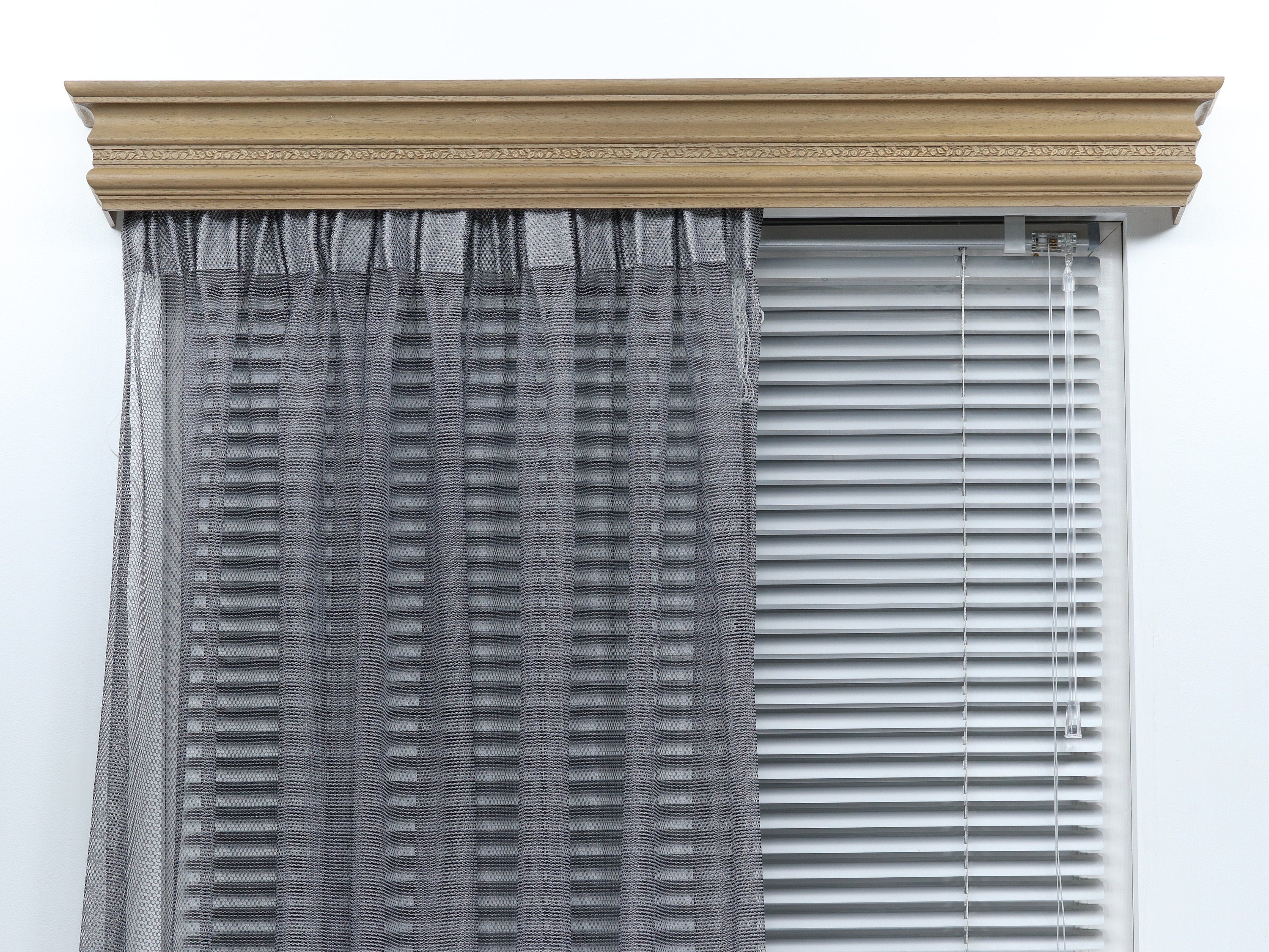 Single Window Cornice & Rail, Wooden Window Valance with Rail, Farmhouse Cornice, Cornice Board, Wall Montage and Many Colors