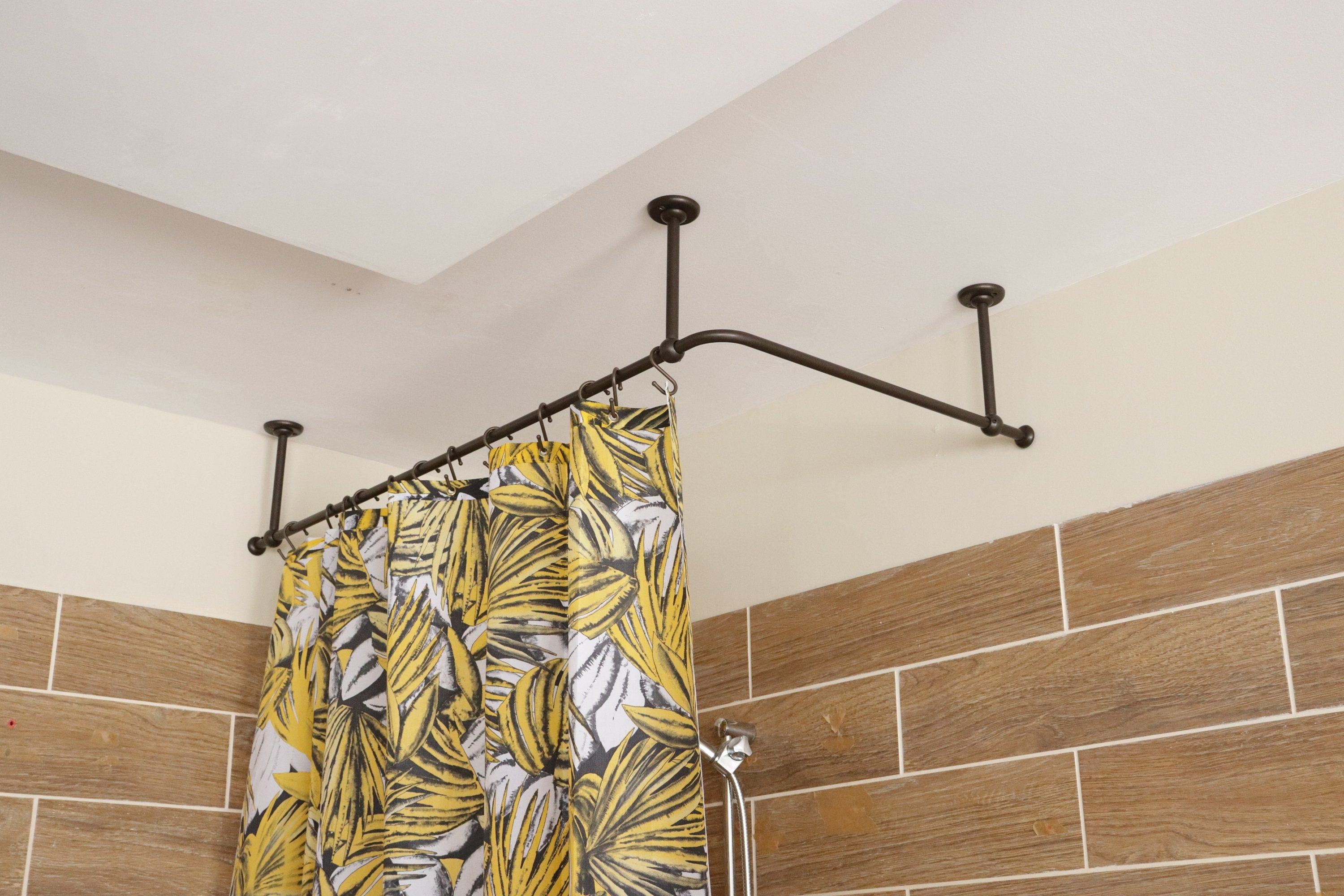 L- Shaped Corner Shower Curtain Rod for Bathroom, Fitting and Dressing room for Ceiling Installation with Custom Size