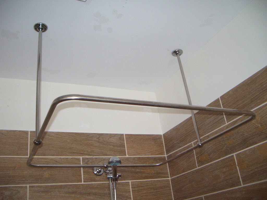 Square Shaped 360 degrees Shower Curtain Rod for Bathroom, Fitting and Dressing room with Wall & Ceiling Brackets
