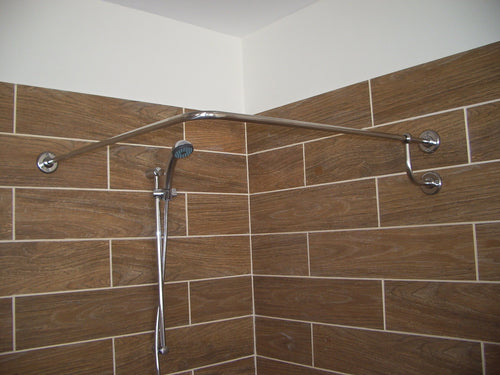 Corner Shower Curtain Rod for Bathroom, Fitting and Dressing room for Wall Mounting