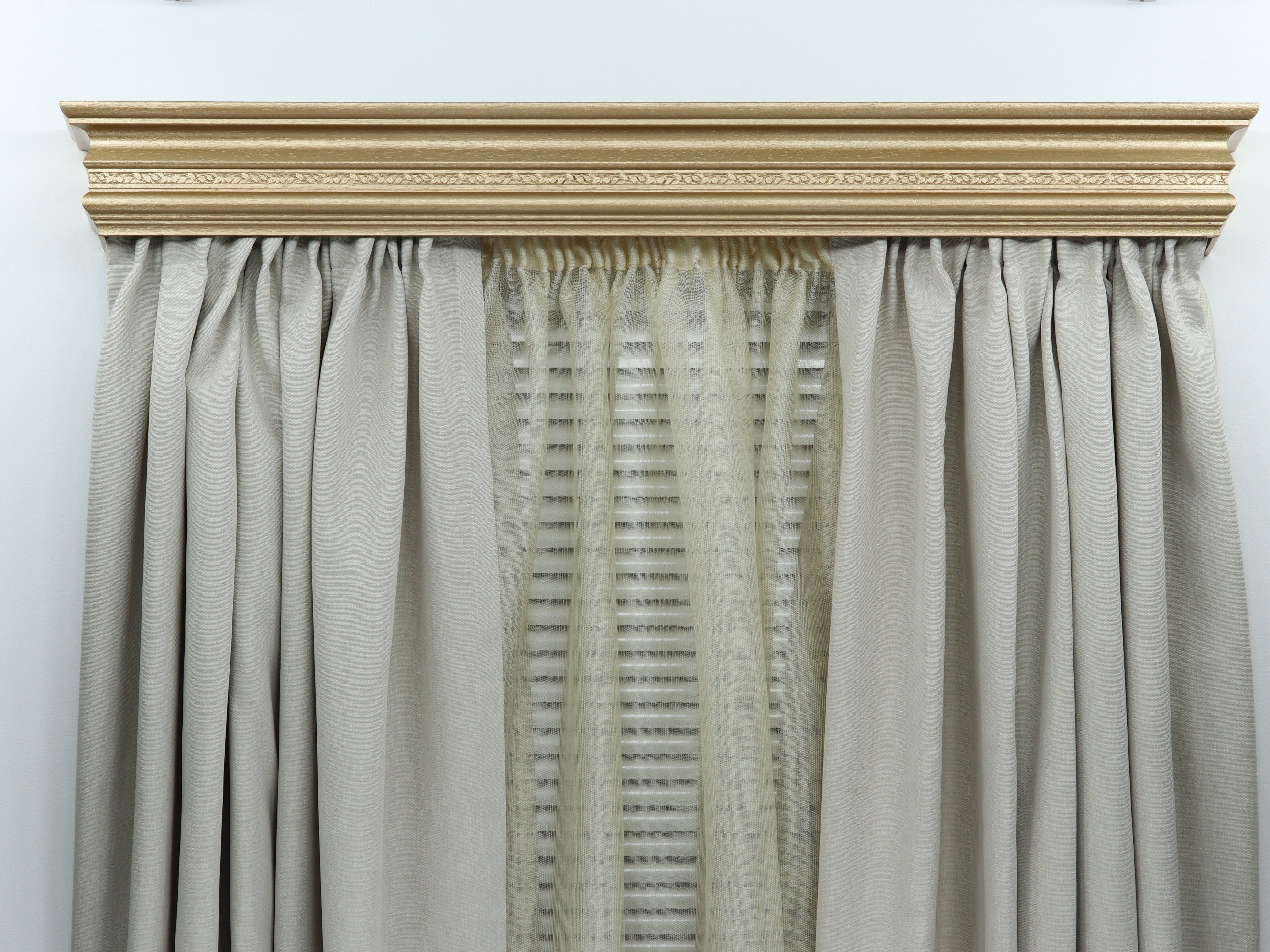 Double Window Cornice & Rail, Wooden Window Valance with Rail, Farmhouse Cornice, Cornice Board, Wall Montage, Many Metallic Colors