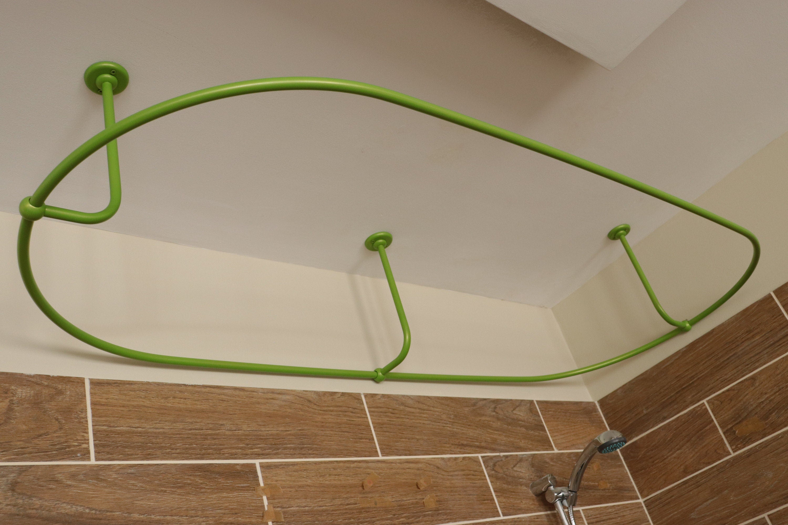 Oval Shaped 360 degrees Shower Curtain Rod for Bathroom, Fitting and Dressing room with Curved Ceiling Brackets at Custom Size