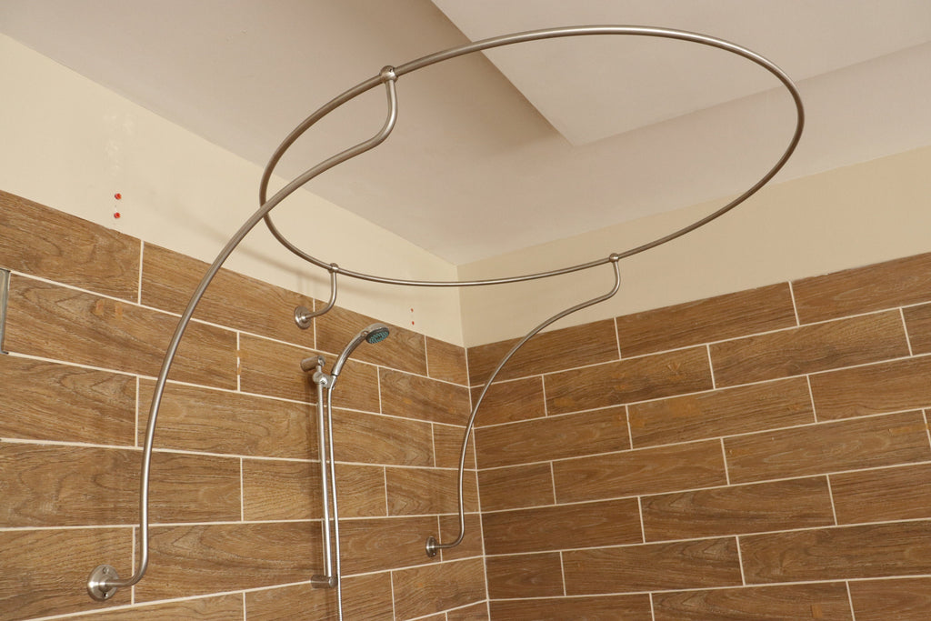Circle Shaped 360 degrees Shower Curtain Rod for Bathroom Fitting and Dressing room for Wall Mounting with Italian Style Curved Wall Supports