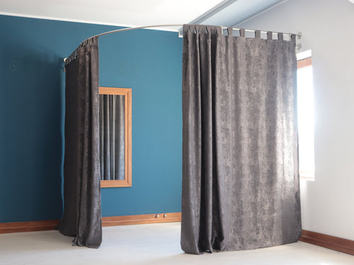 Corner Standing Oval Fitting and Dressing Room for Wall Montage with 2 Straight Floor Support- 210 cm(83") High