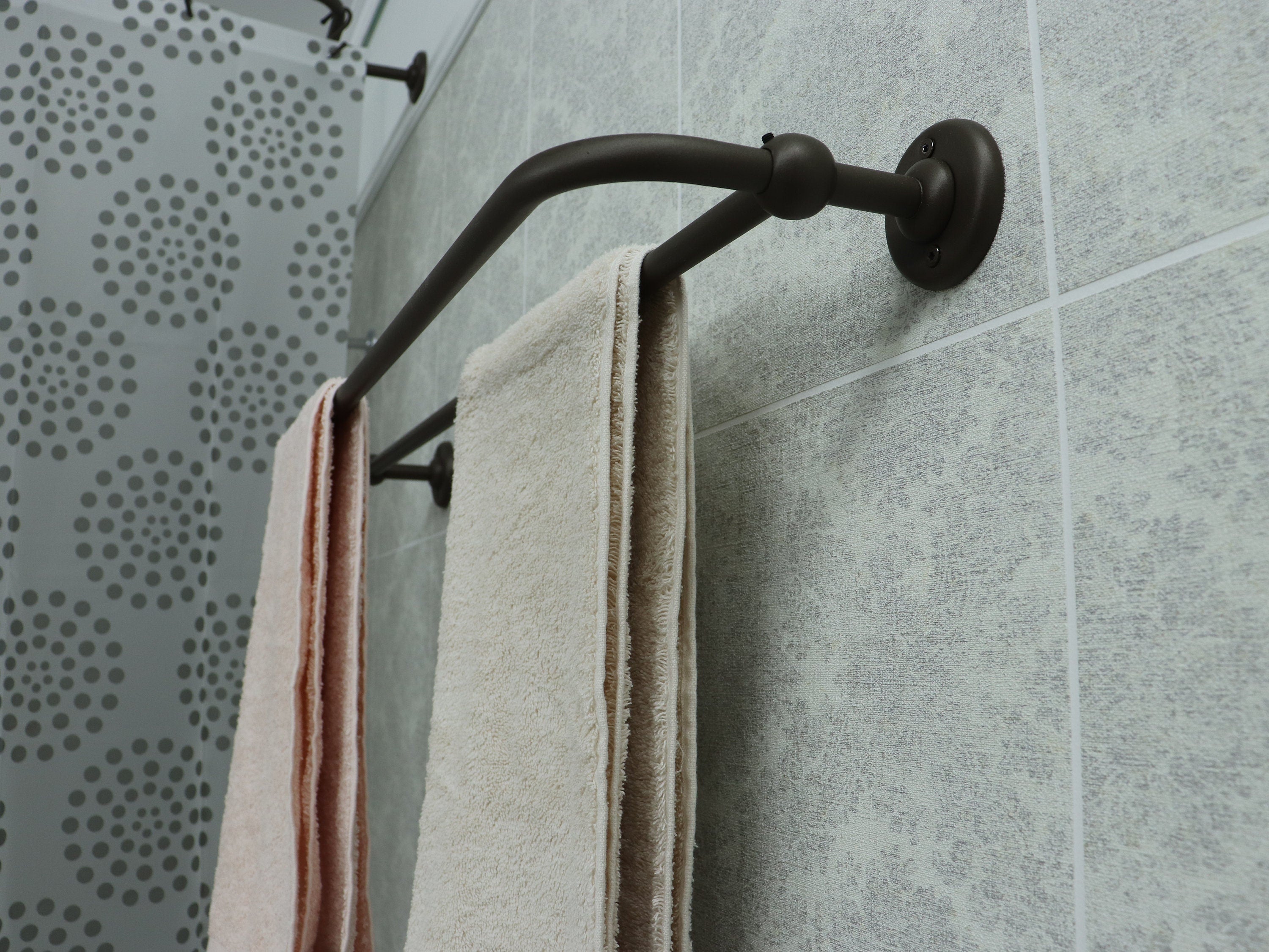 U Shaped Shower Towel Rack and Hanger, Double Rod- 16 millimeters thick