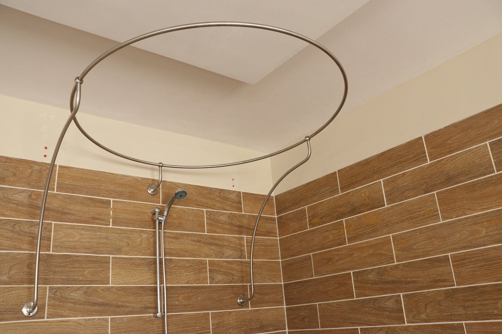 Circle Shaped 360 degrees Shower Curtain Rod for Bathroom Fitting and Dressing room for Wall Mounting with Italian Style Curved Wall Supports
