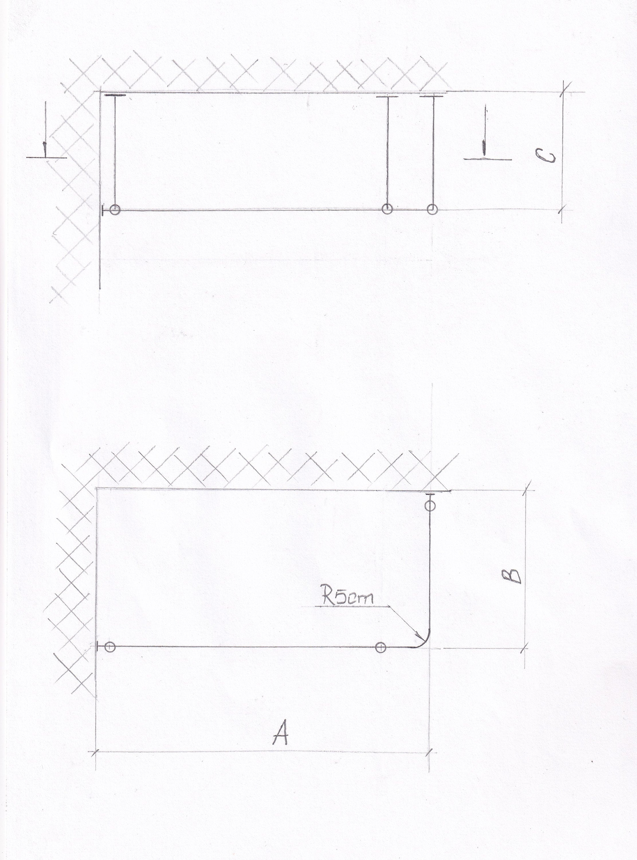 L- Shaped Corner Shower Curtain Rod for Bathroom, Fitting and Dressing room for Ceiling Installation with Custom Size