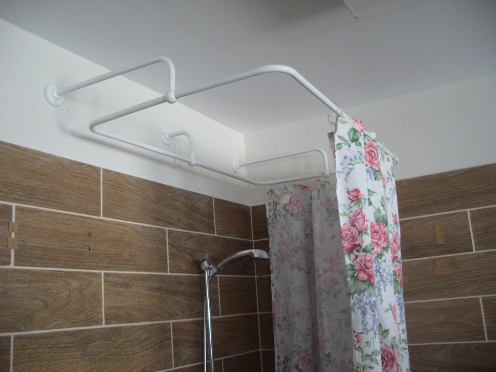 Rectangle Shaped 360 degrees Shower Curtain Rod for Bathroom, Fitting and Dressing room with Wall Brackets at Custom Size