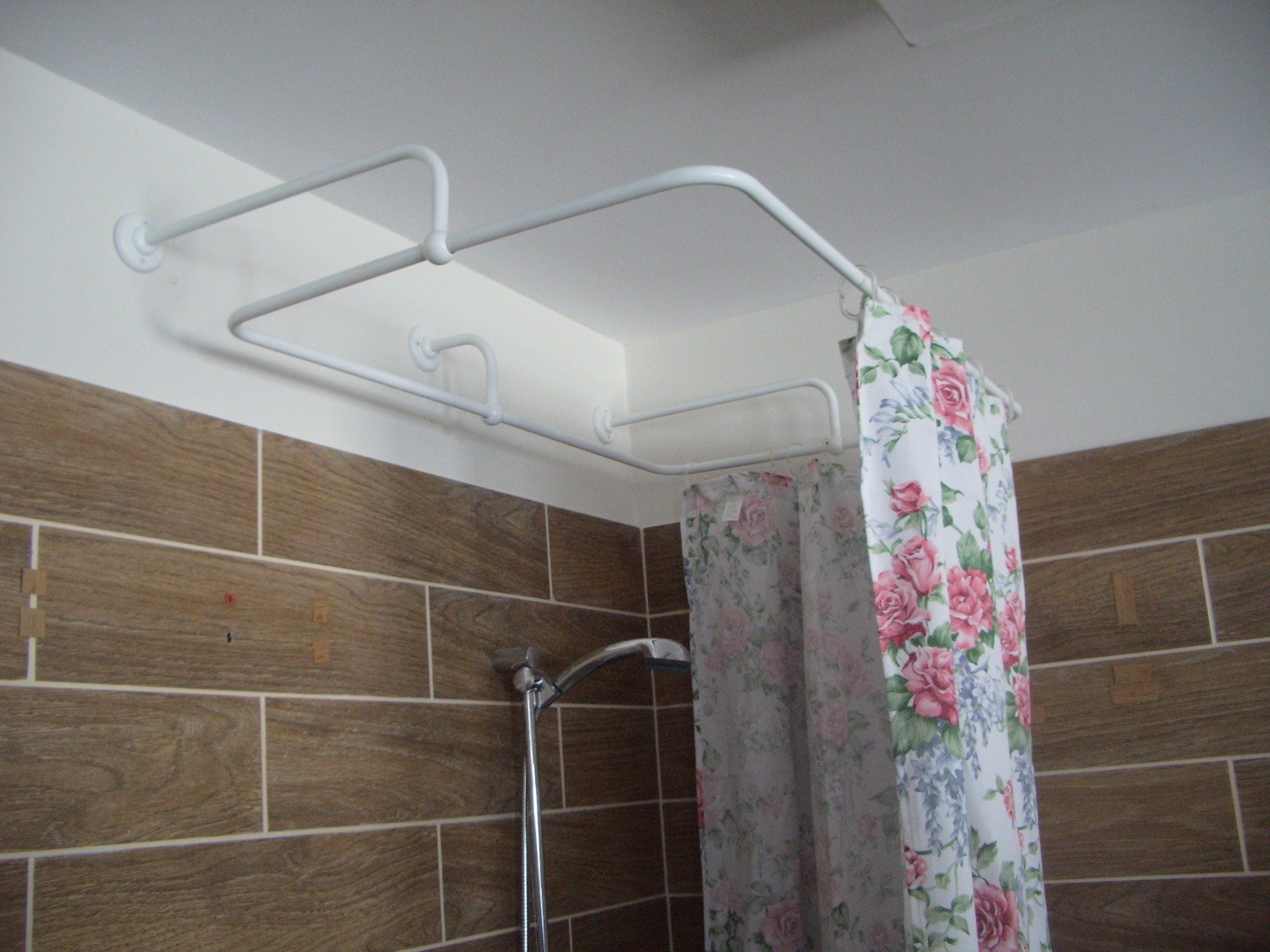 Rectangle Shaped 360 degrees Shower Curtain Rod for Bathroom, Fitting and Dressing room with Wall Brackets at Custom Size