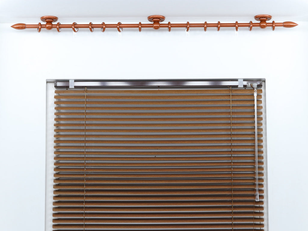 Single Curtain Rod for Window, Steel Rings & Hooks, Short Ceiling Brackets and Bullet Ends