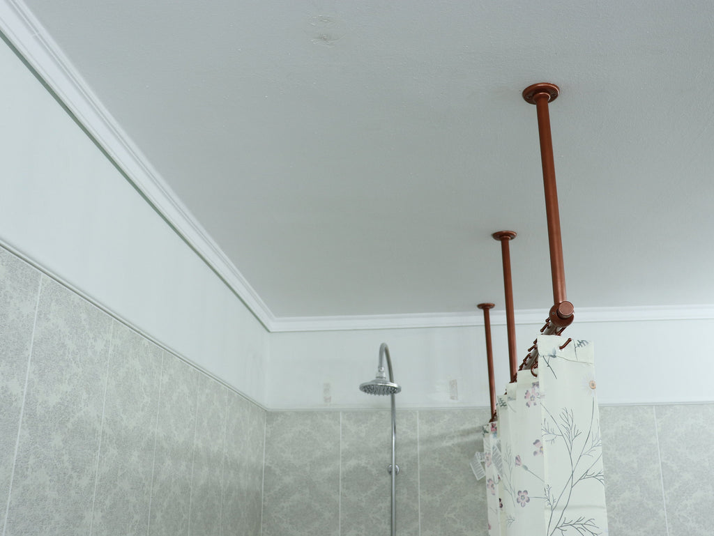 Straight Shower Curtain Rod in 22 millimeters(0.87") diameter for Bathroom With Ceiling Brackets, Plug Ends and Custom Size Option