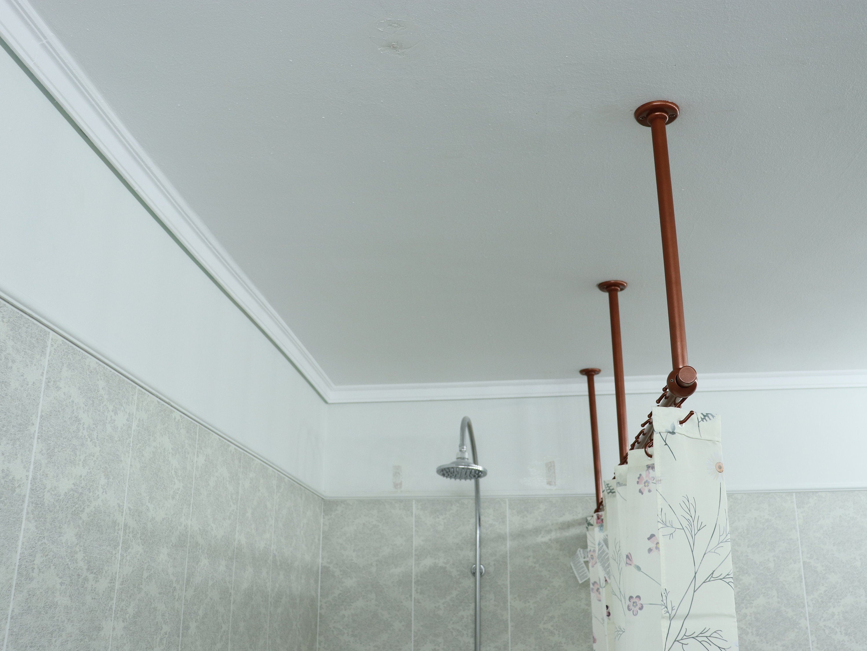 Straight Shower Curtain Rod in 22 millimeters(0.87") diameter for Bathroom With Ceiling Brackets, Plug Ends and Custom Size Option