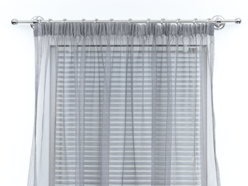Single Curtain Rod for Window with Steel Rings and Hooks, Standard Wall Brackets and Ball Ends