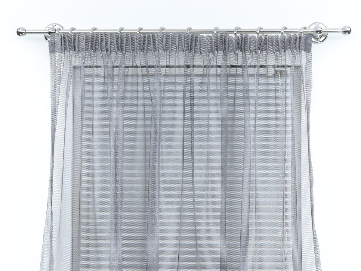 Single Curtain Rod for Window with Steel Rings and Hooks, Standard Wall Brackets and Ball Ends