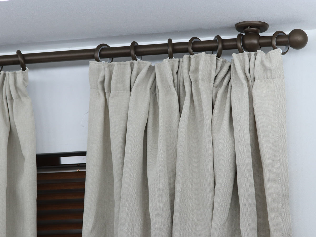 Single Curtain Rod for Window, Steel Rings & Hooks, Short Ceiling Brackets and Ball Ends