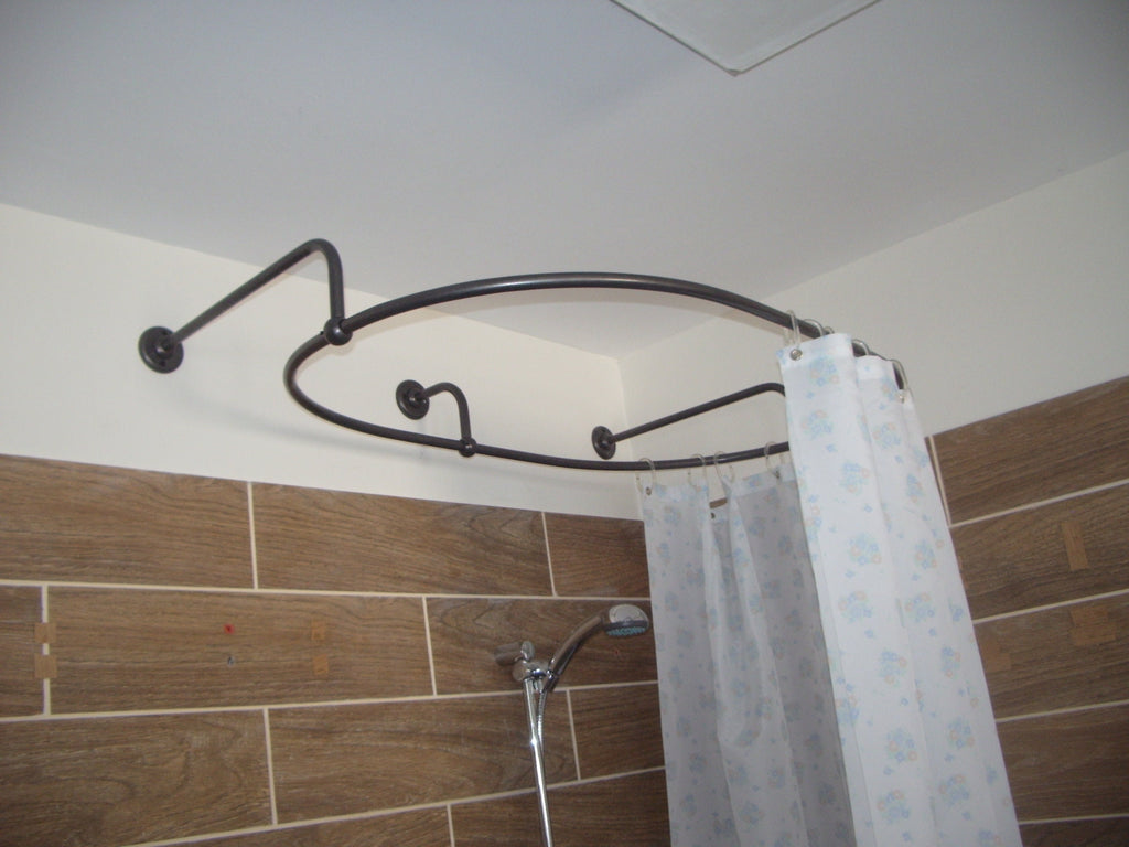 Oval Shaped 360 degrees Shower Curtain Rod for Bathroom, Fitting and Dressing room with Wall Brackets at Custom Size