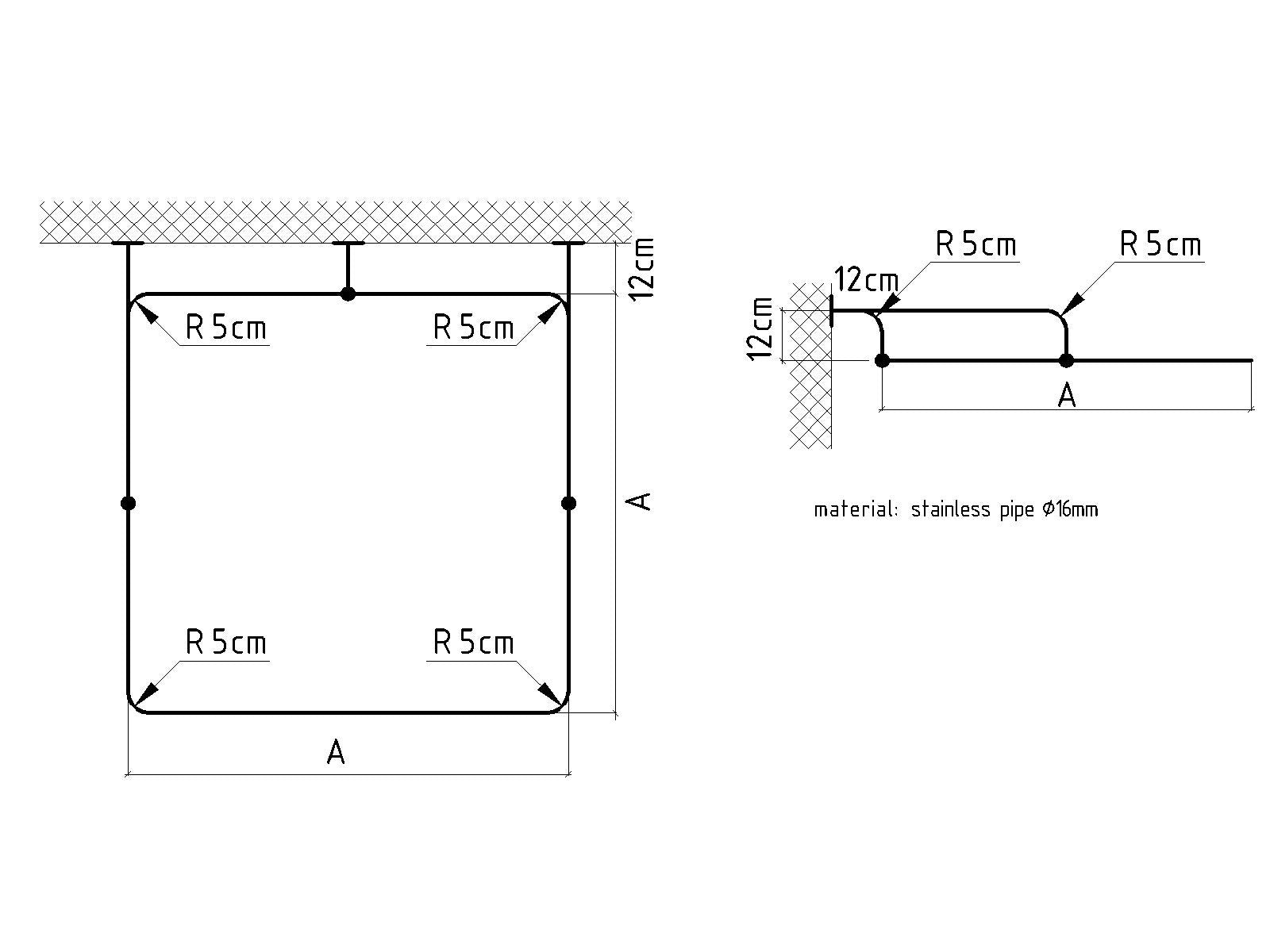 Square Shaped 360 degrees Shower Curtain Rod for Bathroom, Fitting and Dressing room with Wall Brackets