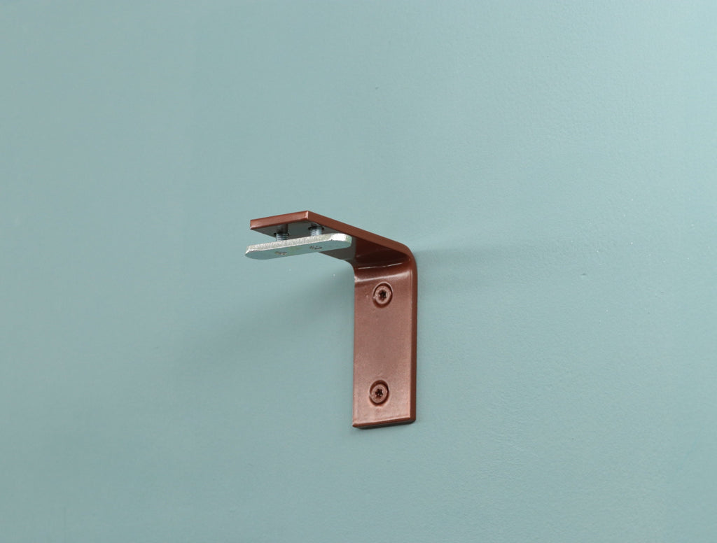 Single Wooden Window Rail, Veneered MDF OAK Profile and Aluminum Rail with Hook Rollers, Wall Brackets, Cube Ends and Metallic Color Finish