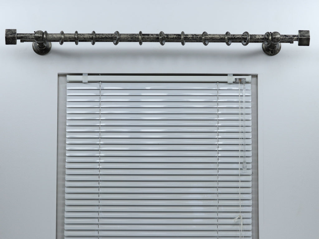 Double Curtain Rod & Rail with Different Pipes for Window, Steel Rings and Hooks, Rollers, Double Long Wall Brackets and Cube Ends