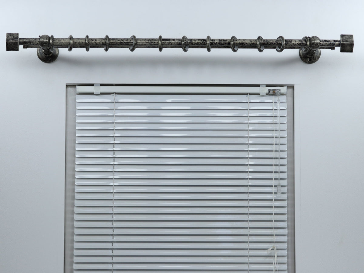Double Curtain Rod & Rail with Different Pipes for Window, Steel Rings and Hooks, Rollers, Double Long Wall Brackets and Cube Ends