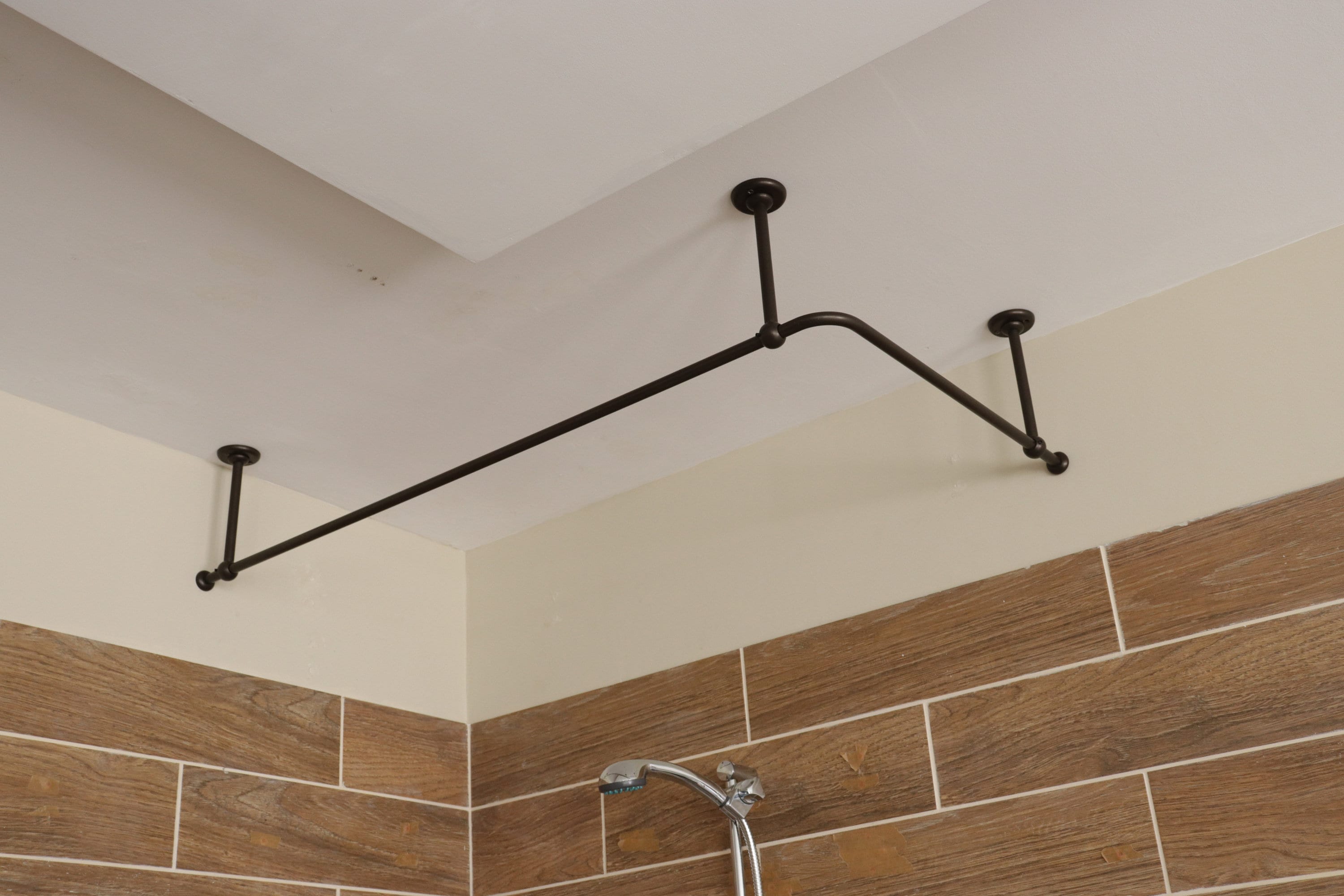 L- Shaped Corner Shower Curtain Rod for Bathroom, Fitting and Dressing room for Ceiling Installation with Custom Size