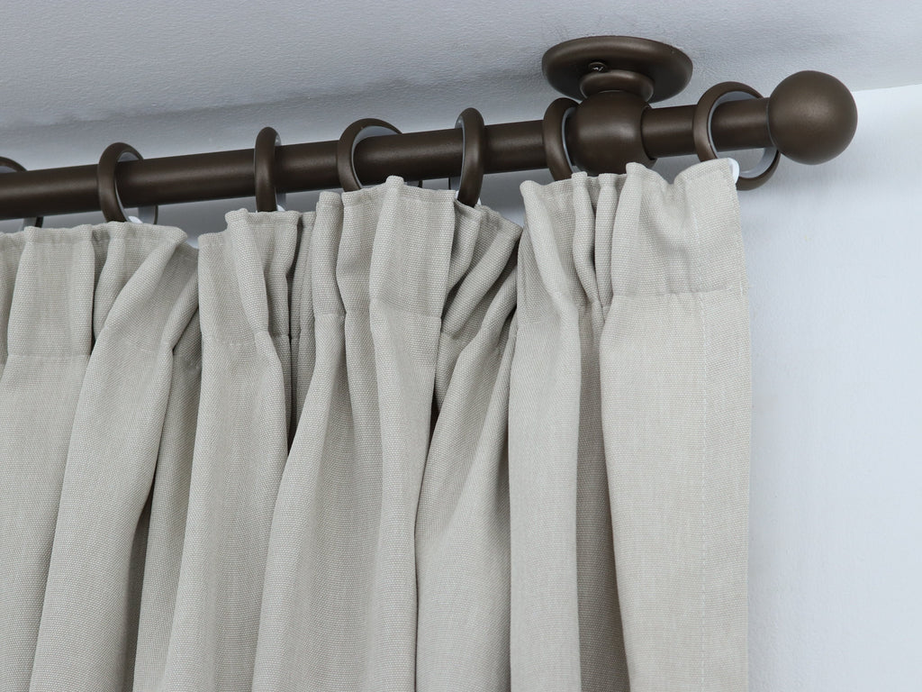 Single Curtain Rod for Window, Steel Rings & Hooks, Short Ceiling Brackets and Ball Ends